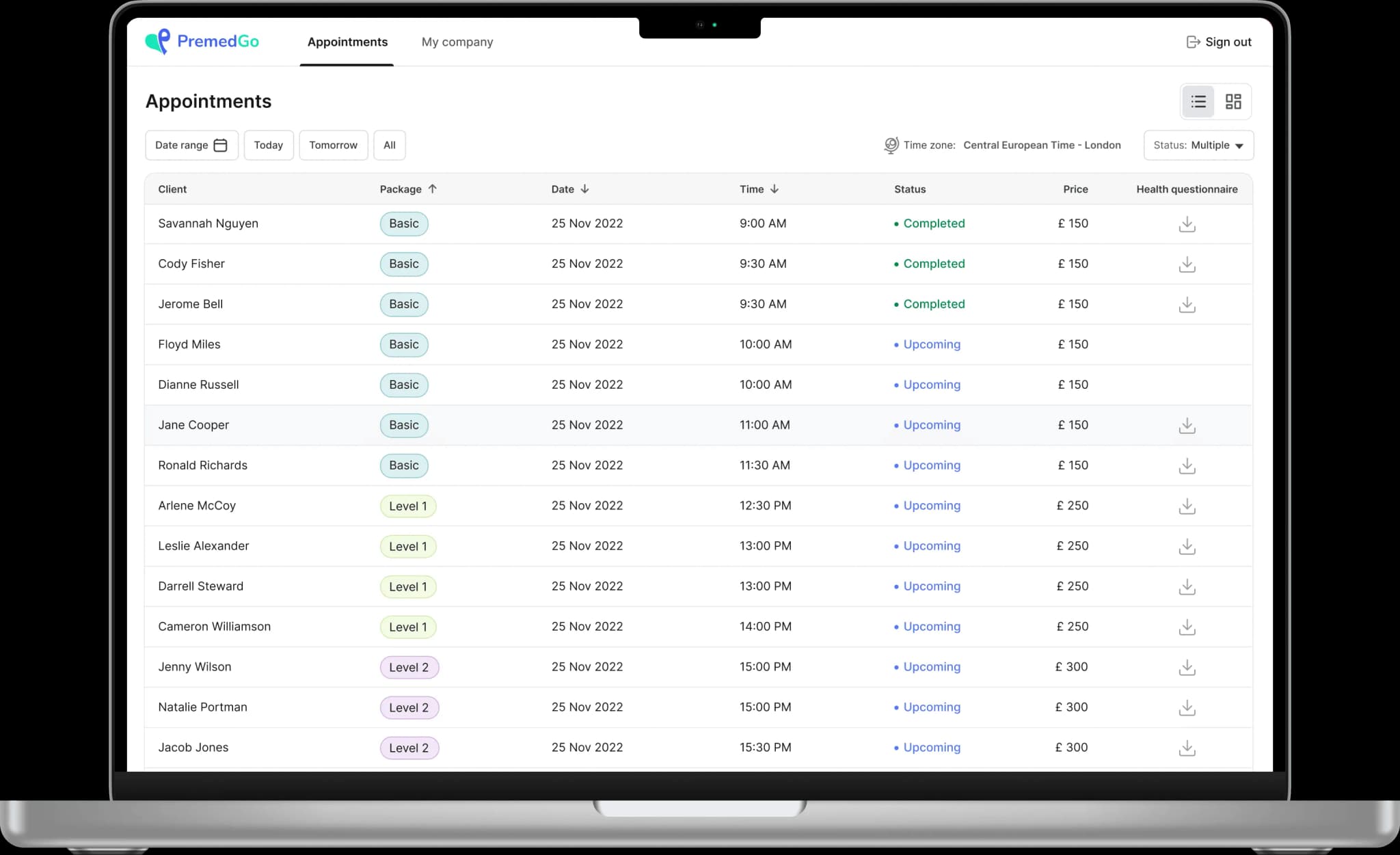 PremedGo Dashboard Interface